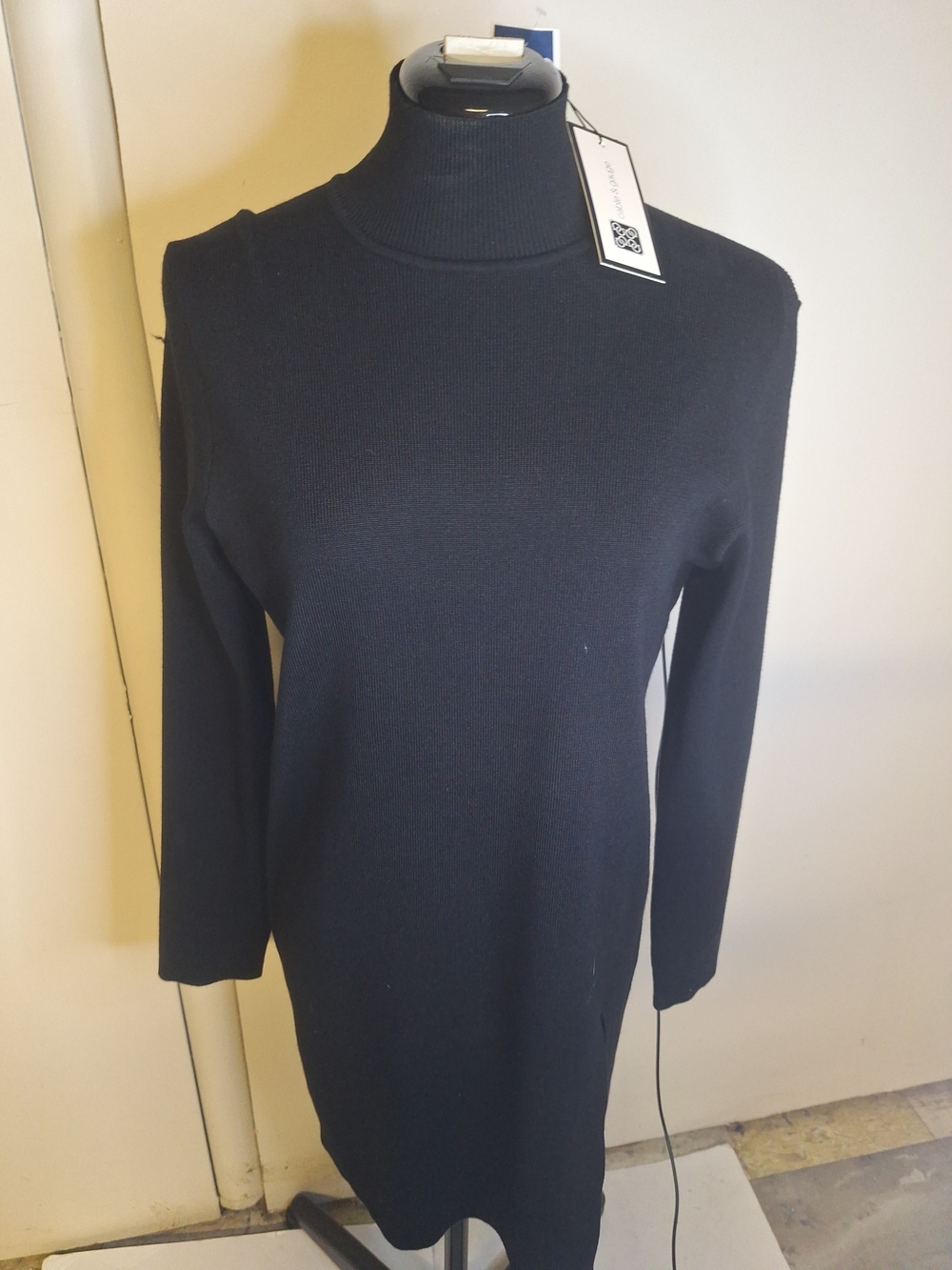 Cable & Gauge Black Mock Turtleneck Knit Dress Size  Med